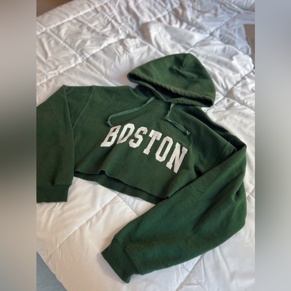 Brandy Melville Tops - BRANDY MELVILLE Boston cropped hoodie dark green! One size